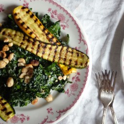 Kale Salad with Grilled Zucchini, Hazelnuts, and Pecorino