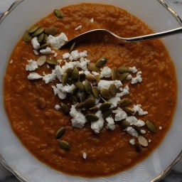 Pumpkin Soup with Chestnuts & Chorizo