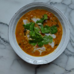 Curried Lentil, Tomato, & Coconut Soup